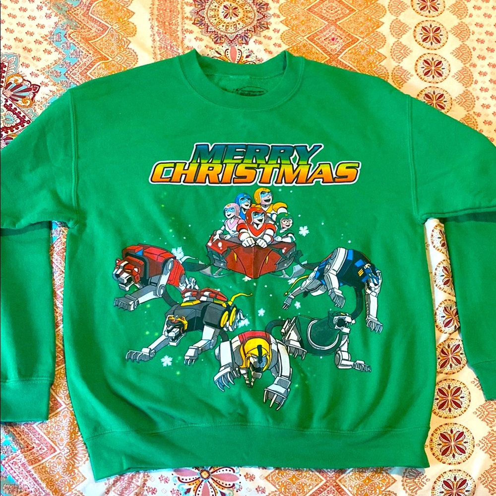 Vintage 80’s Voltron Force Christmas sweatshirt. Ugly sweater.